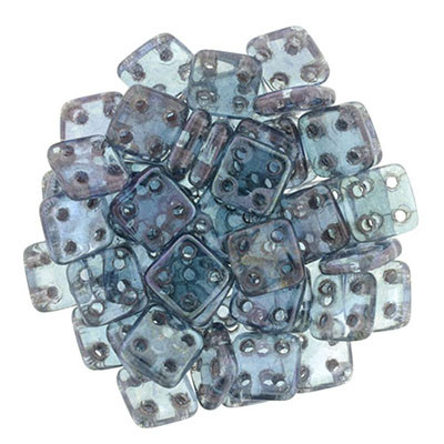 CzechMates 4-Hole QuadraTile - #15726 Amethyst Transparent Luster