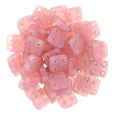CzechMates 4-Hole QuadraTile - #MSG71010 Sueded Gold Milky Pink