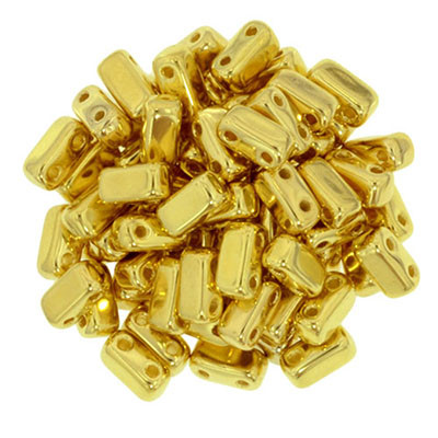 CzechMates 2-Hole Brick - #270 24Kt Gold Plated (25 pcs)