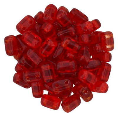 CzechMates 2-Hole Brick - #9008 Siam Ruby Transparent