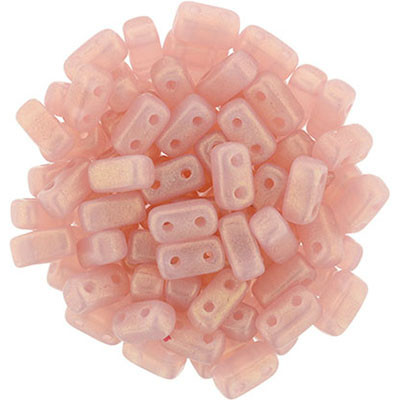 CzechMates 2-Hole Brick - #MSG71010 Sueded Gold Milky Pink