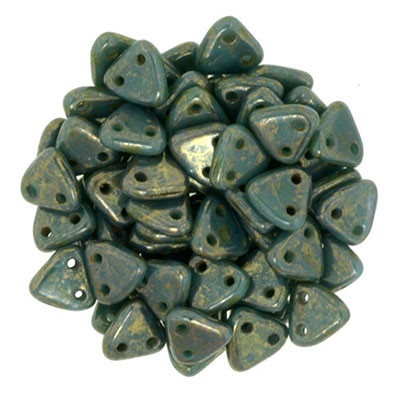 CzechMates 2-Hole Triangle - #BT6315 Persian Turquoise Bronze Picasso