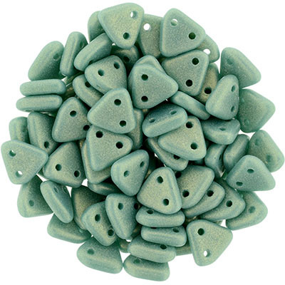 CzechMates 2-Hole Triangle - #MSG6315 Sueded Gold Persian Turquoise
