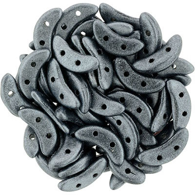 CzechMates 2-Hole Crescent - #79100 Satin Metallic Gunmetal