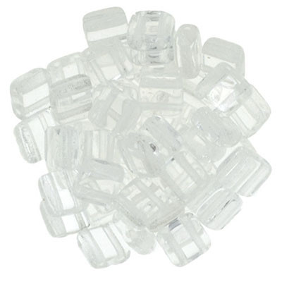 CzechMates 2-Hole Square Tile - #0003 Clear Transparent