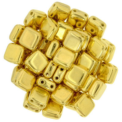 CzechMates 2-Hole Square Tile - #270 24Kt Gold Plated (25pcs)