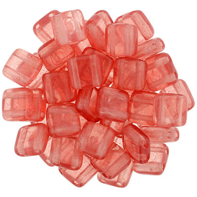 CzechMates 2-Hole Square Tile - #S0016 ColorTrends: Aurora Red Transparent