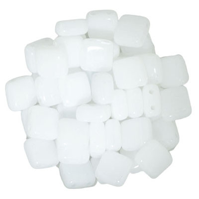 CzechMates 2-Hole Square Tile - #0300 White Opaque