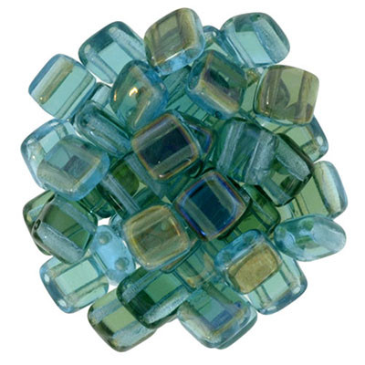 CzechMates 2-Hole Square Tile - #W6002 Aquamarine Twilight