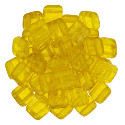 CzechMates 2-Hole Square Tile - #ST8001 Lemon Stardust