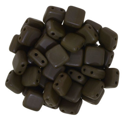 CzechMates 2-Hole Square Tile - #M13720 Chocolate Brown Matte