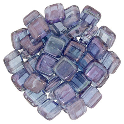 CzechMates 2-Hole Square Tile - #15726 Amethyst Transparent Luster