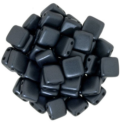 CzechMates 2-Hole Square Tile - #25037 Pearl Coat Charcoal