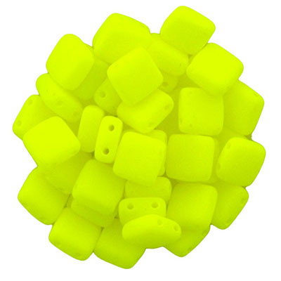 CzechMates 2-Hole Square Tile - #25121 Neon Yellow