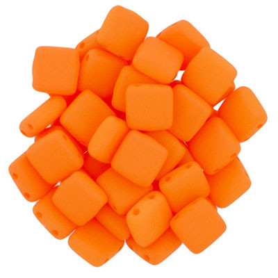 CzechMates 2-Hole Square Tile - #25122 Neon Orange