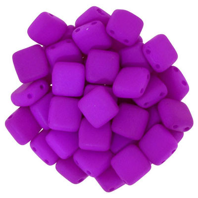 CzechMates 2-Hole Square Tile - #25125 Neon Purple