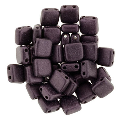 CzechMates 2-Hole Square Tile - #79083 Metallic Suede Dark Plum