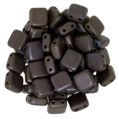 CzechMates 2-Hole Square Tile - #YM13720 Chocolate Brown Bronze Vega Matte