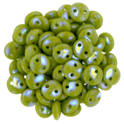 CzechMates 2-Hole Lentil - #PK5342 Olive Opaque Peacock