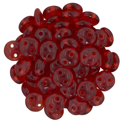 CzechMates 2-Hole Lentil - #9008 Siam Ruby Transparent