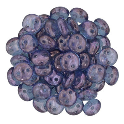 CzechMates 2-Hole Lentil - #15726 Amethyst Transparent Luster