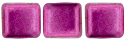 CzechMates 2-Hole Square Tile - #08A04 ColorTrends: Sueded Gold - Fuchsia Red