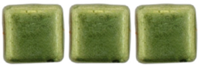 CzechMates 2-Hole Square Tile - #08A06 ColorTrends: Sueded Gold - Fern