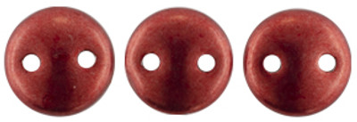 CzechMates 2-Hole Lentil - #08A07 ColorTrends: Sueded Gold - Samba Red