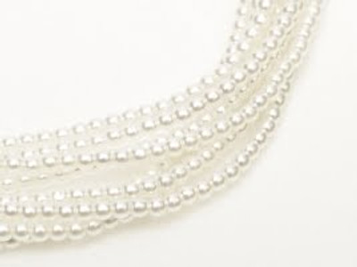 2mm Czech Glass Pearls - Bright White