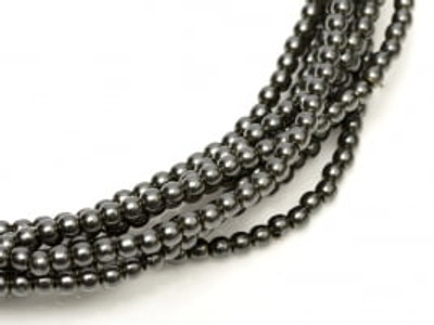 2mm Czech Glass Pearls - Charcoal