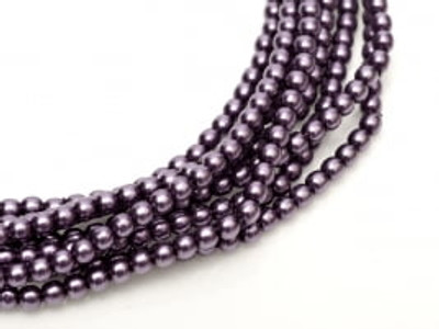 2mm Czech Glass Pearls - Eggplant