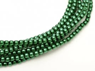 2mm Czech Glass Pearls - Emerald