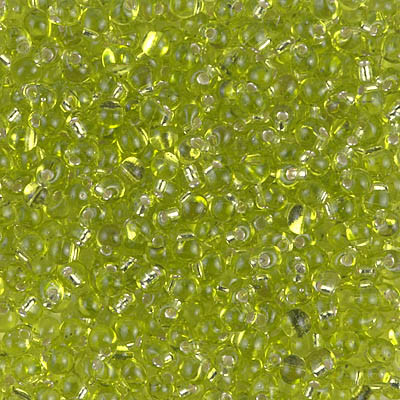 2.8mm Drop Bead - #14 Chartreuse Transparent Silver Lined