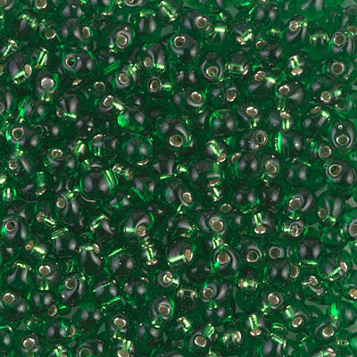 Drop Bead - #16 Green Transparent Silver Lined