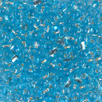 Drop Bead - #18 Aqua Transparent Silver Lined
