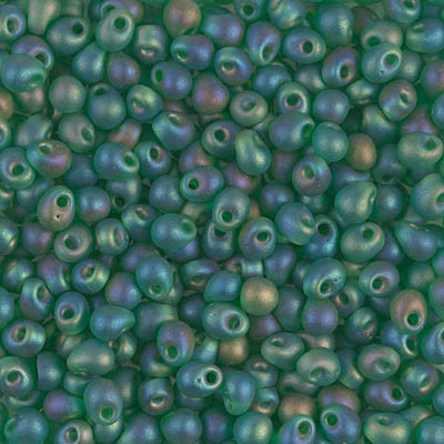 Drop Bead - #146FR Green Transparent Rainbow Matte