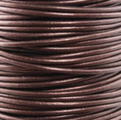 Round Leather Cord 0.5mm: Metallic Maroon