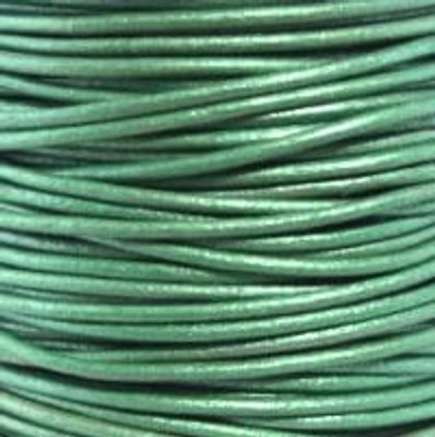 Round Leather Cord, 1.5mm: Metallic Lawn