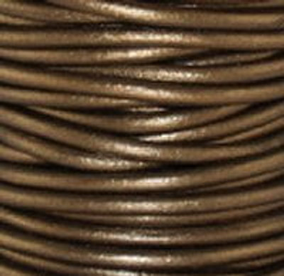 Round Leather Cord, 1.5mm: Metallic Kansa
