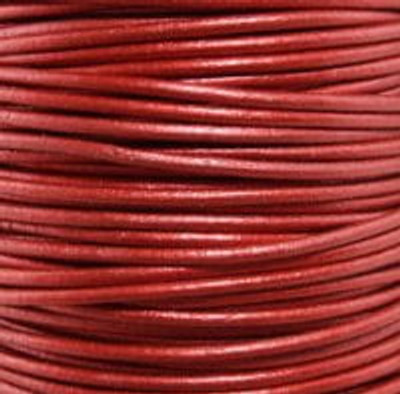 Round Leather Cord, 1.5mm: Metallic Moroccan Red