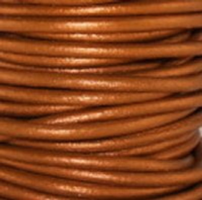 Round Leather Cord, 1.5mm: Metallic Dusty Brown