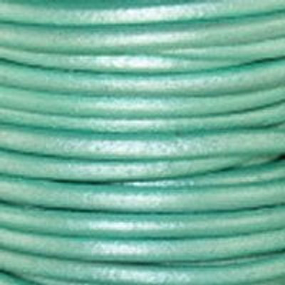 Round Leather Cord, 1.5mm: Metallic Oasis Turquoise