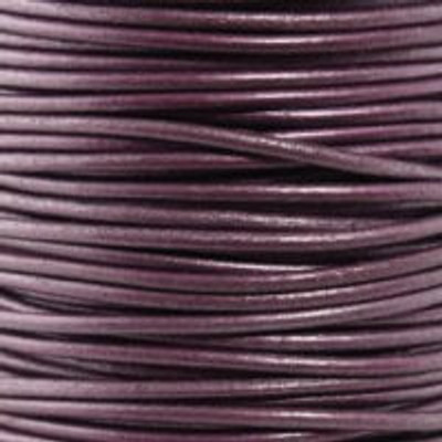 Round Leather Cord, 1.5mm: Metallic Berry