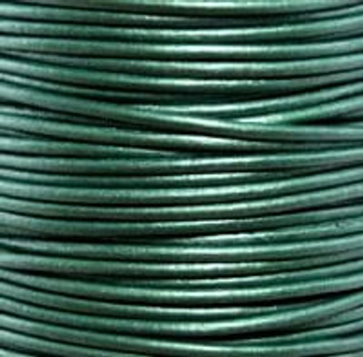 Round Leather Cord, 1.5mm: Metallic Ocean Green