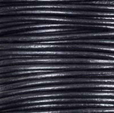 Round Leather Cord, 1.5mm: Metallic Gunmetal