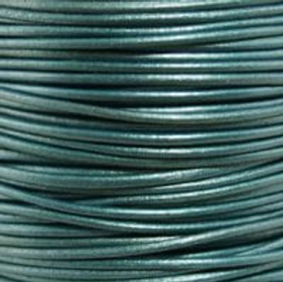 Round Leather Cord, 2.0mm: Metallic Truly Teal