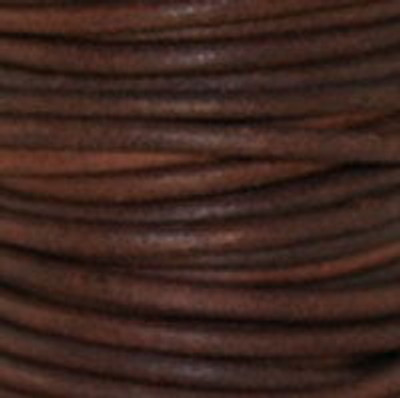 Round Leather Cord, 2.0mm: Natural Red Brown