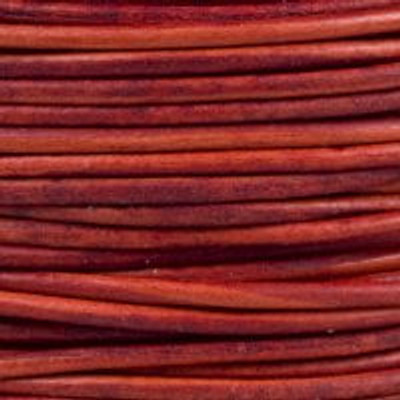 Round Leather Cord, 2.0mm: Natural Red