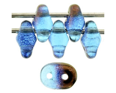 SuperDuo Bead - #RR6002 1/2 Coat: Bronze Luster / Aquamarine