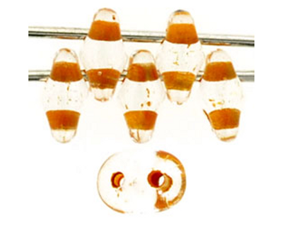 SuperDuo Bead - #44889 Clear / Dark Topaz Inside Color Lined